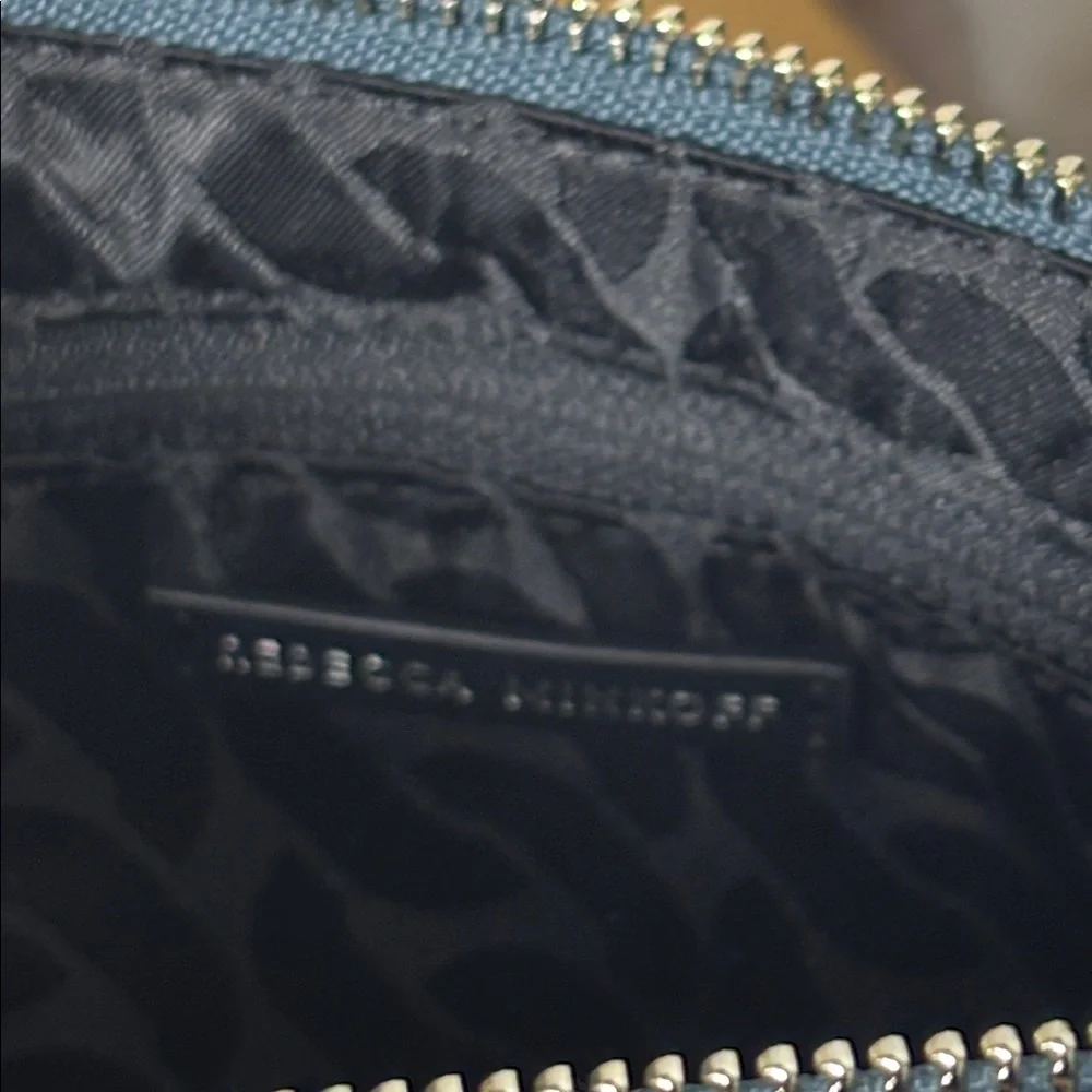 NEW REBECCA MINKOFF Edie Crossbody Quilted Denim heavy chain strap shoulder bag - Picture 9 of 11